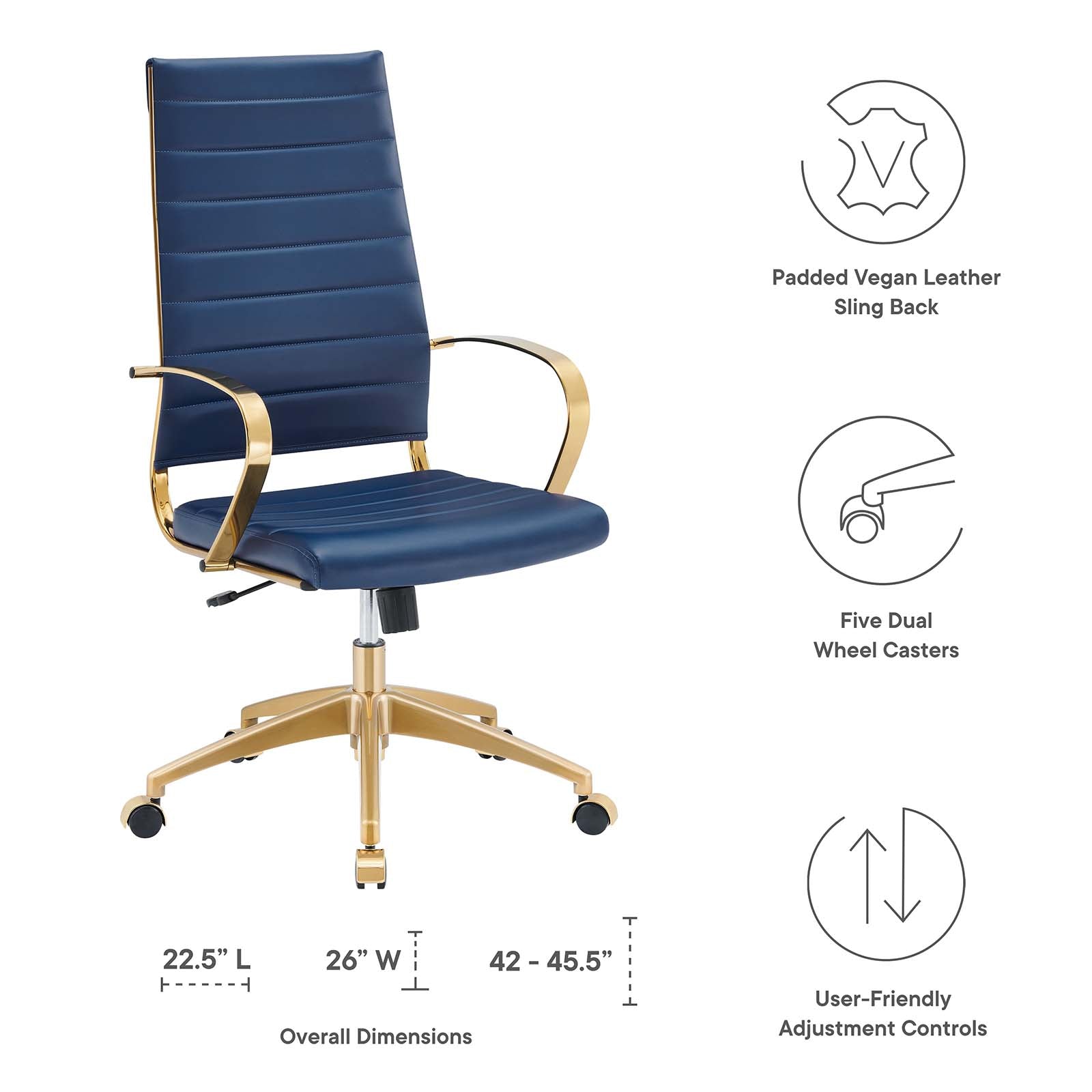 Jive Gold Stainless Steel Highback Office Chair By HouseBean