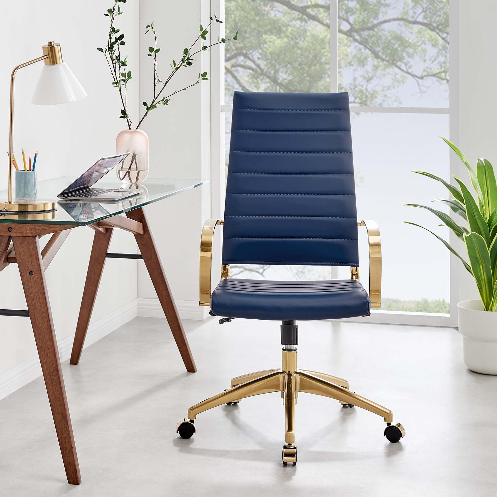 Jive Gold Stainless Steel Highback Office Chair By HouseBean