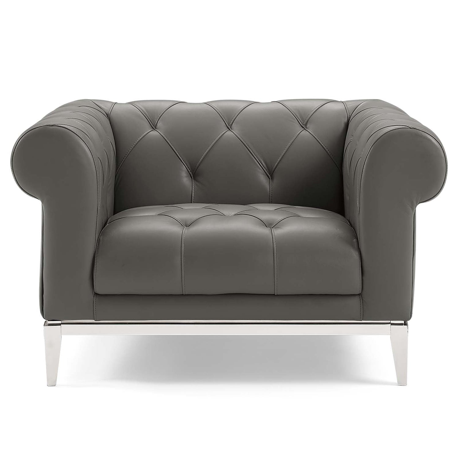 Idyll Tufted Button Upholstered Leather Chesterfield Armchair By HouseBean