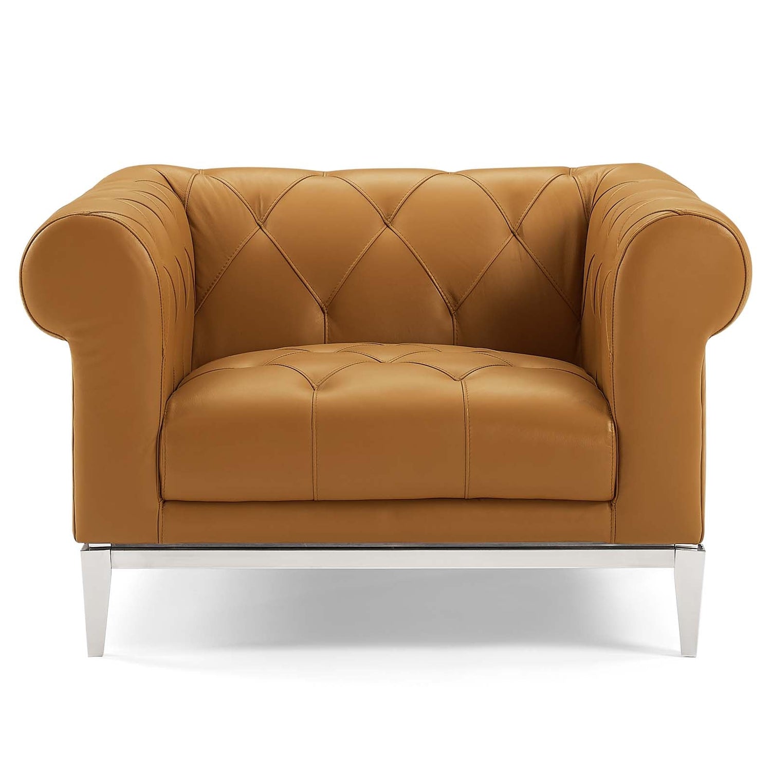 Idyll Tufted Button Upholstered Leather Chesterfield Armchair By HouseBean