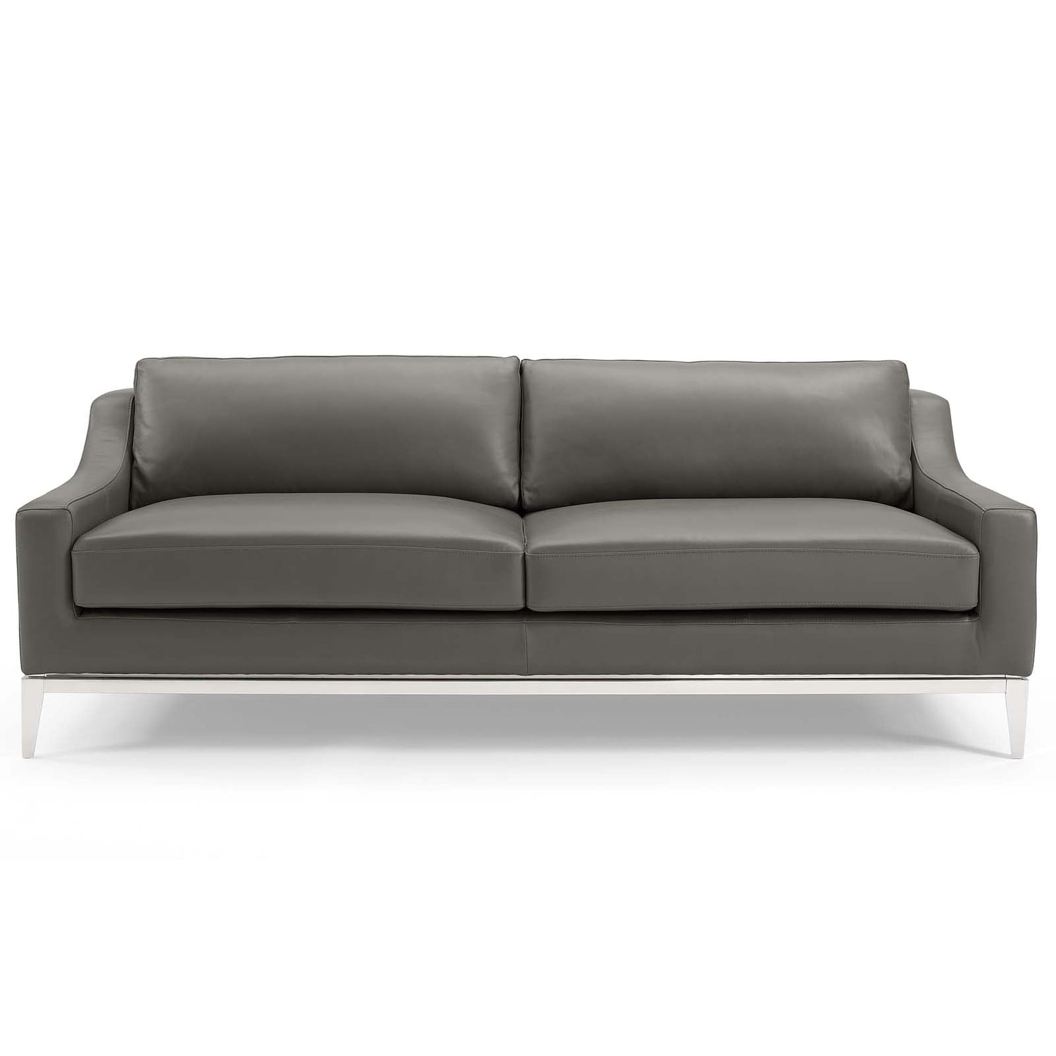 Harness 83.5&quot; Stainless Steel Base Leather Sofa By HouseBean