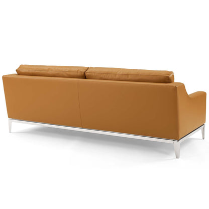 Harness 83.5&quot; Stainless Steel Base Leather Sofa By HouseBean