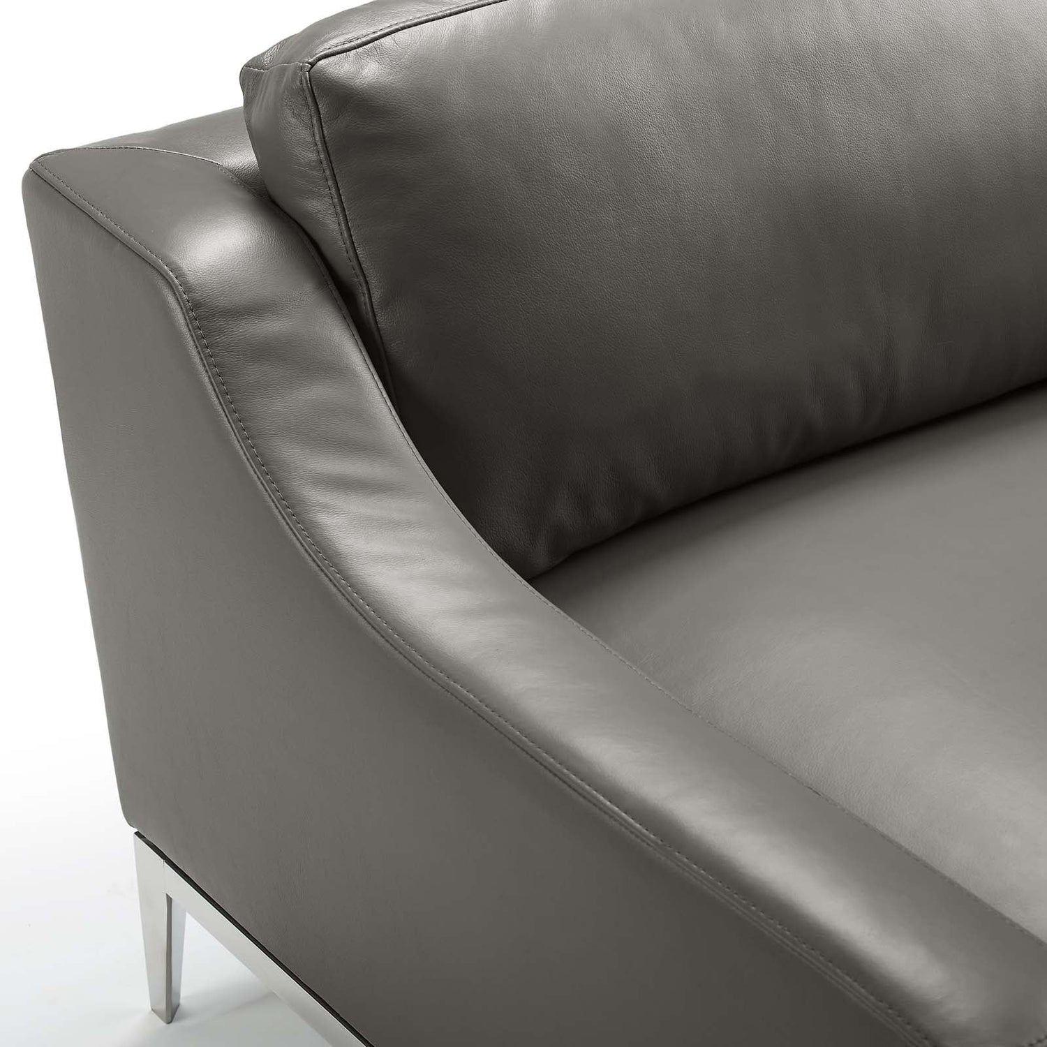 Harness 64&quot; Stainless Steel Base Leather Loveseat By HouseBean