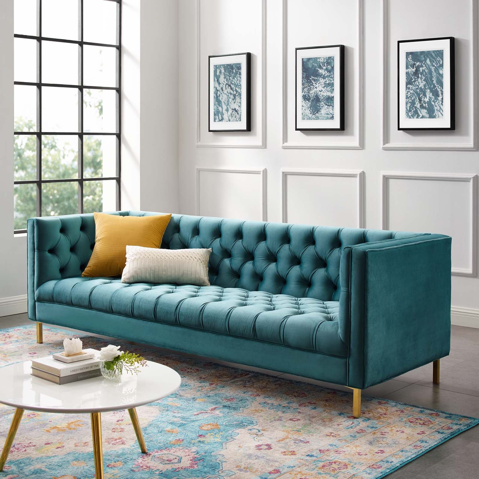 Delight Tufted Button Performance Velvet Sofa By HouseBean