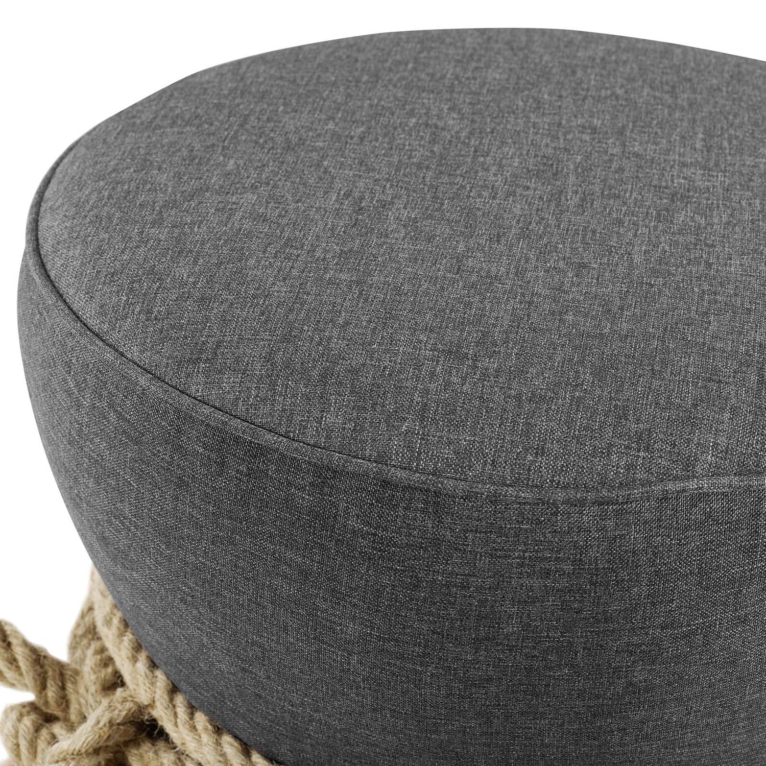 Beat Nautical Rope Upholstered Fabric Ottoman By HouseBean