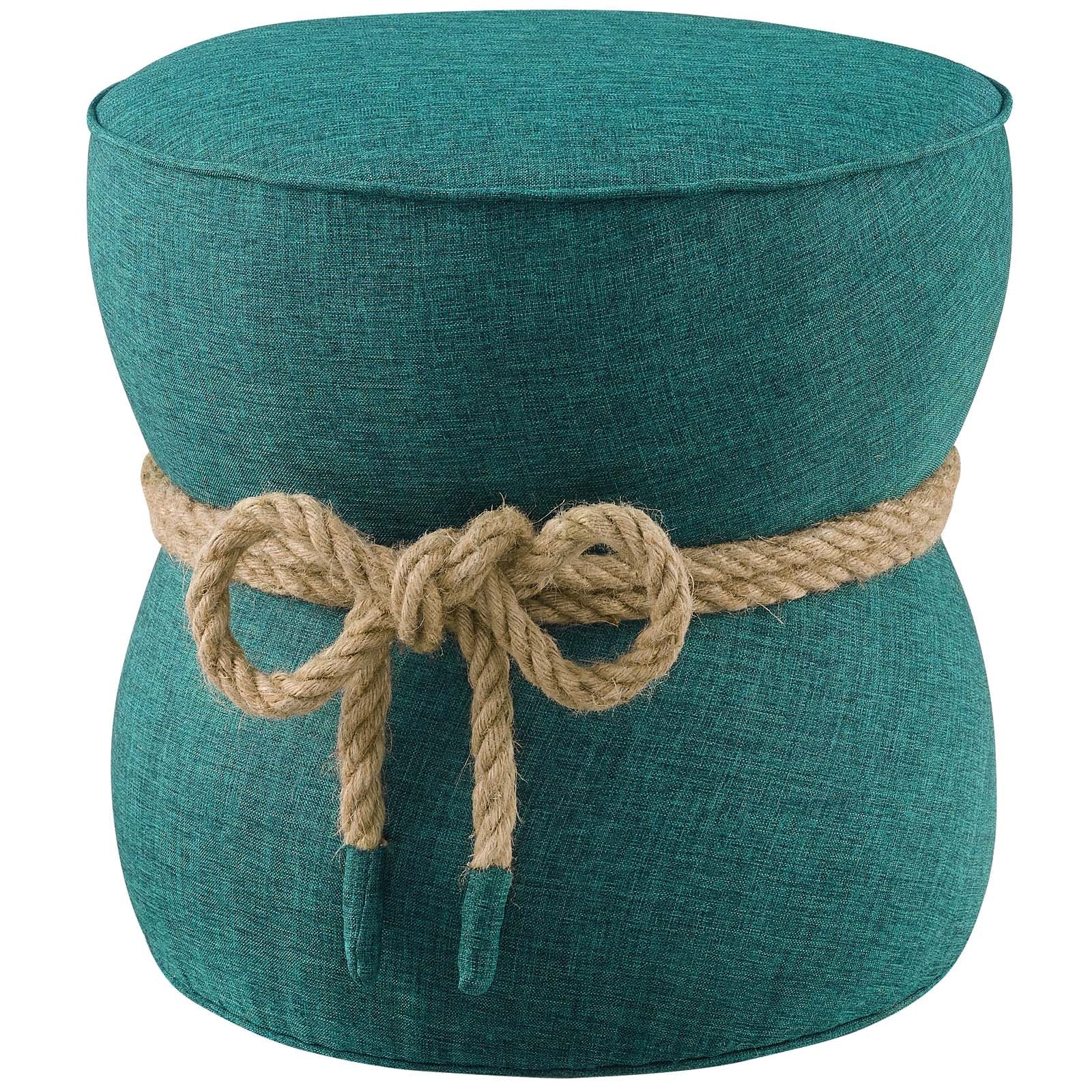 Beat Nautical Rope Upholstered Fabric Ottoman By HouseBean