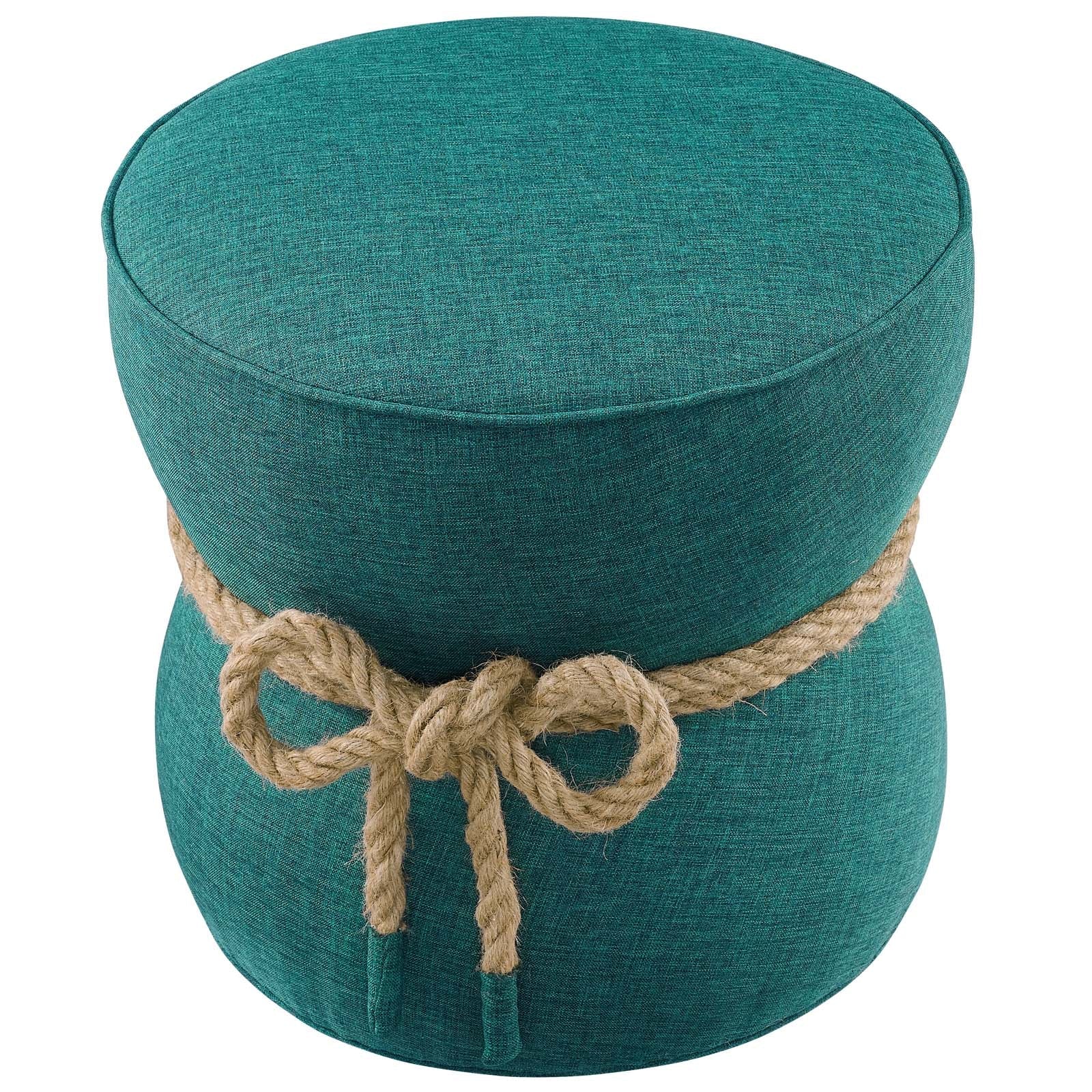 Beat Nautical Rope Upholstered Fabric Ottoman By HouseBean