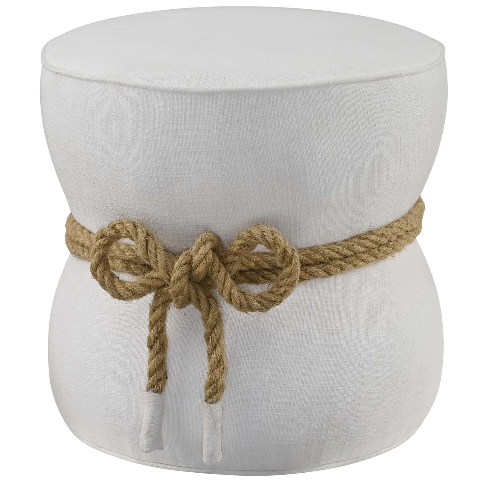 Beat Nautical Rope Upholstered Fabric Ottoman By HouseBean