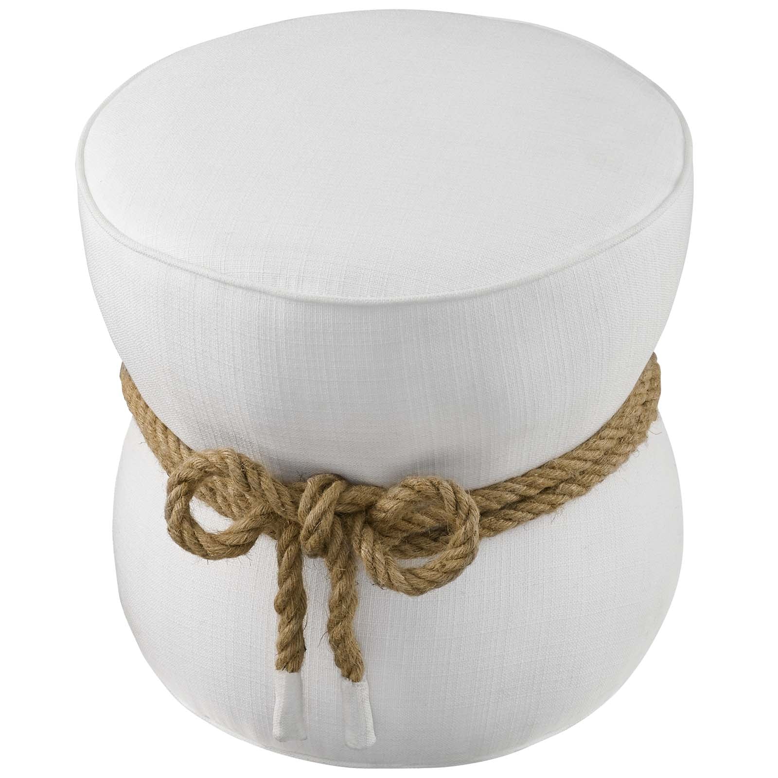 Beat Nautical Rope Upholstered Fabric Ottoman By HouseBean