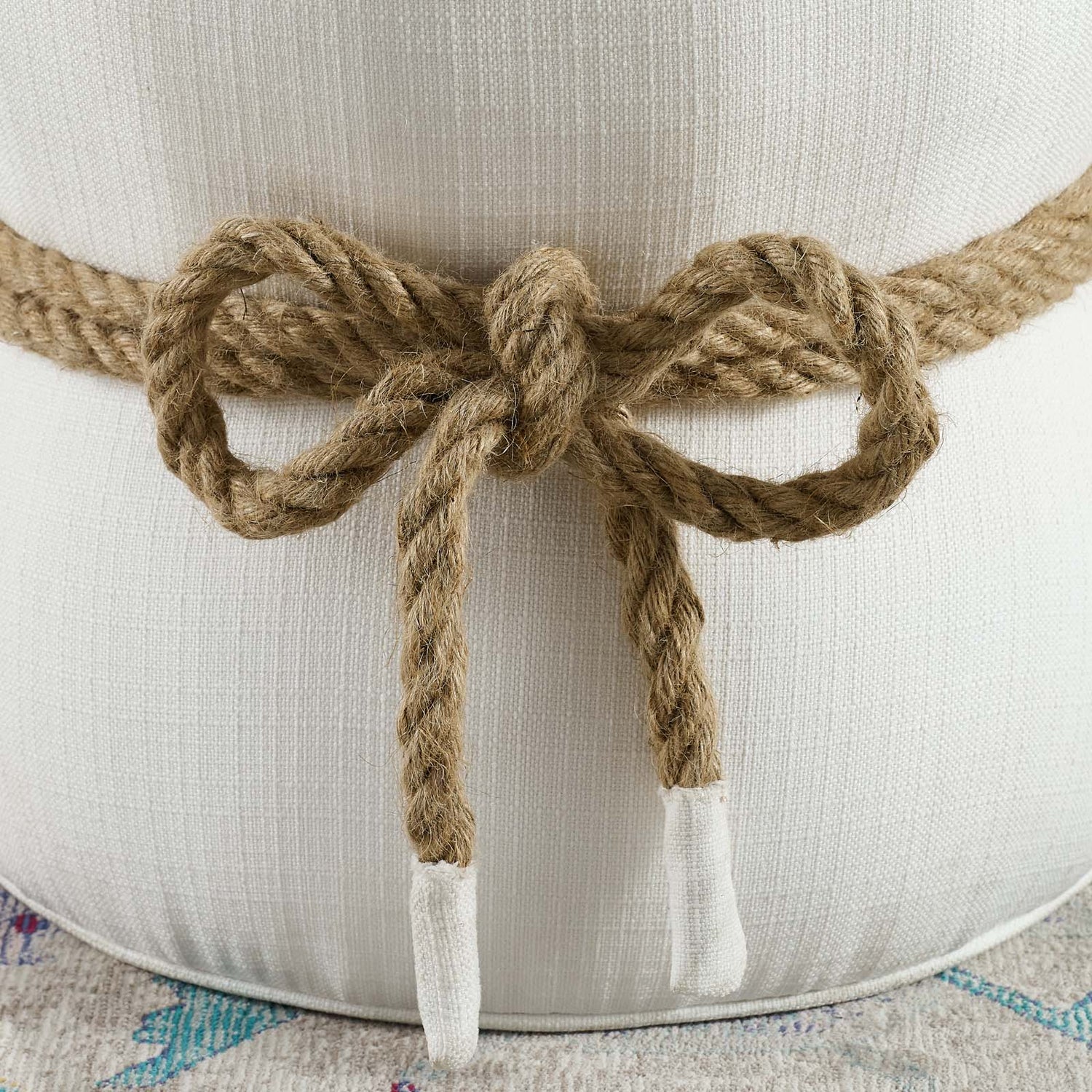 Beat Nautical Rope Upholstered Fabric Ottoman By HouseBean