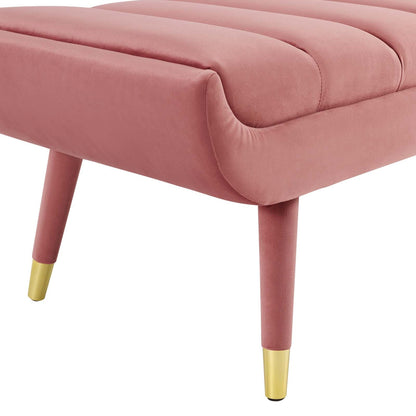 Guess Channel Tufted Performance Velvet Accent Bench By HouseBean