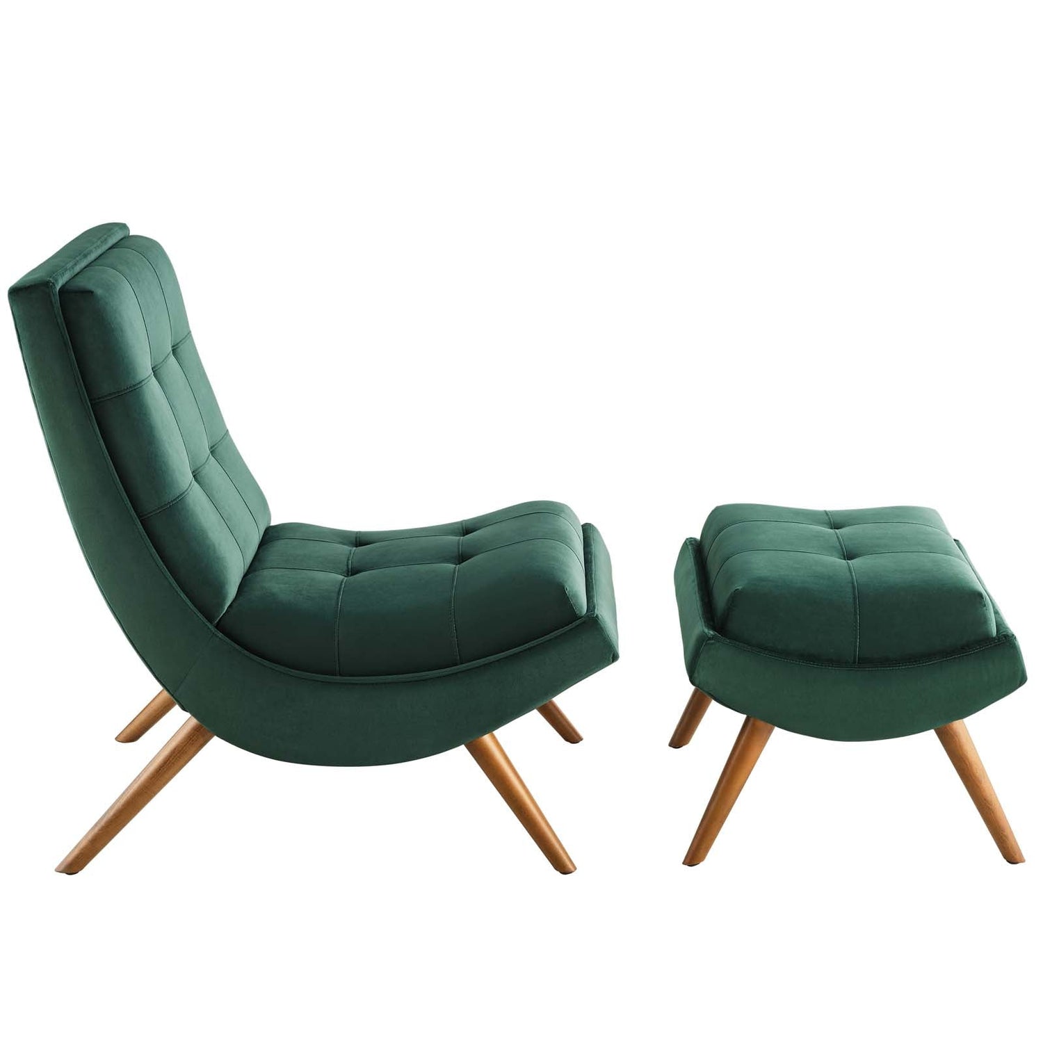 Ramp Upholstered Performance Velvet Lounge Chair and Ottoman Set By HouseBean