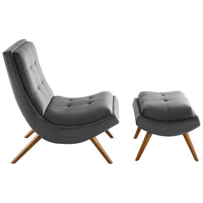 Ramp Upholstered Performance Velvet Lounge Chair and Ottoman Set By HouseBean