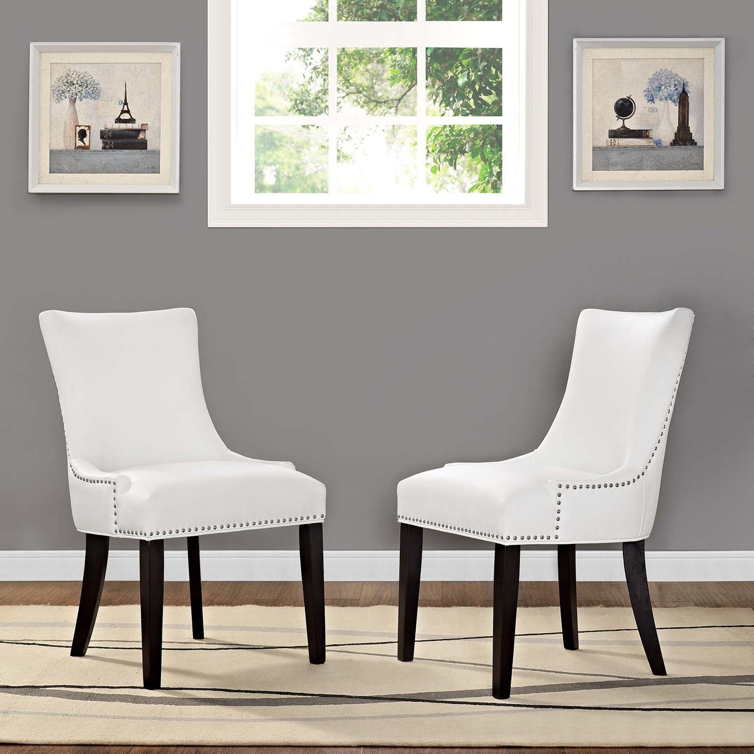 Marquis Dining Chair Faux Leather Set of 2 By HouseBean