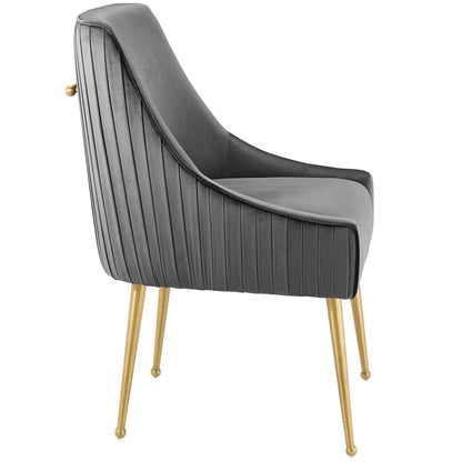 Discern Pleated Back Upholstered Performance Velvet Dining Chair By HouseBean