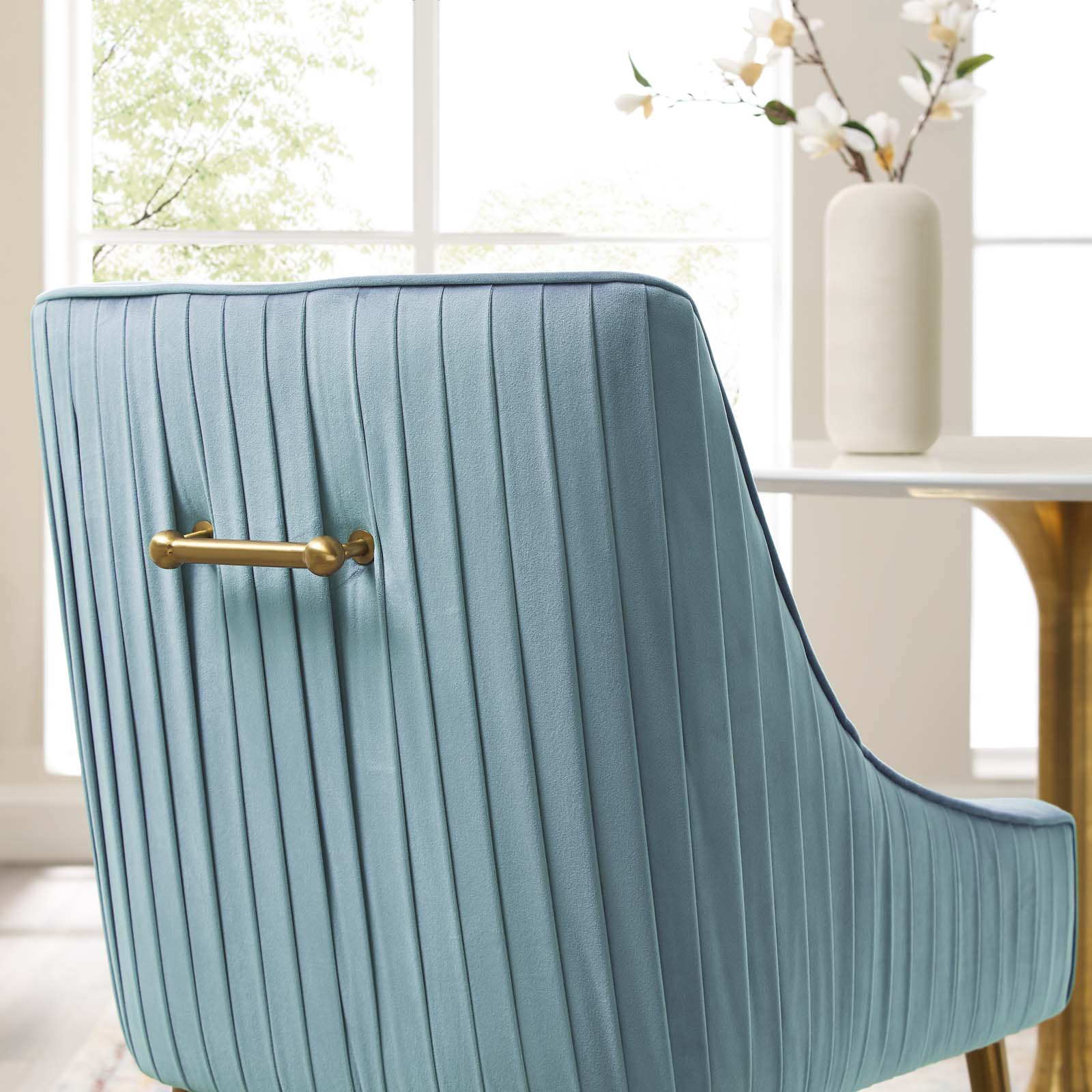 Discern Pleated Back Upholstered Performance Velvet Dining Chair By HouseBean