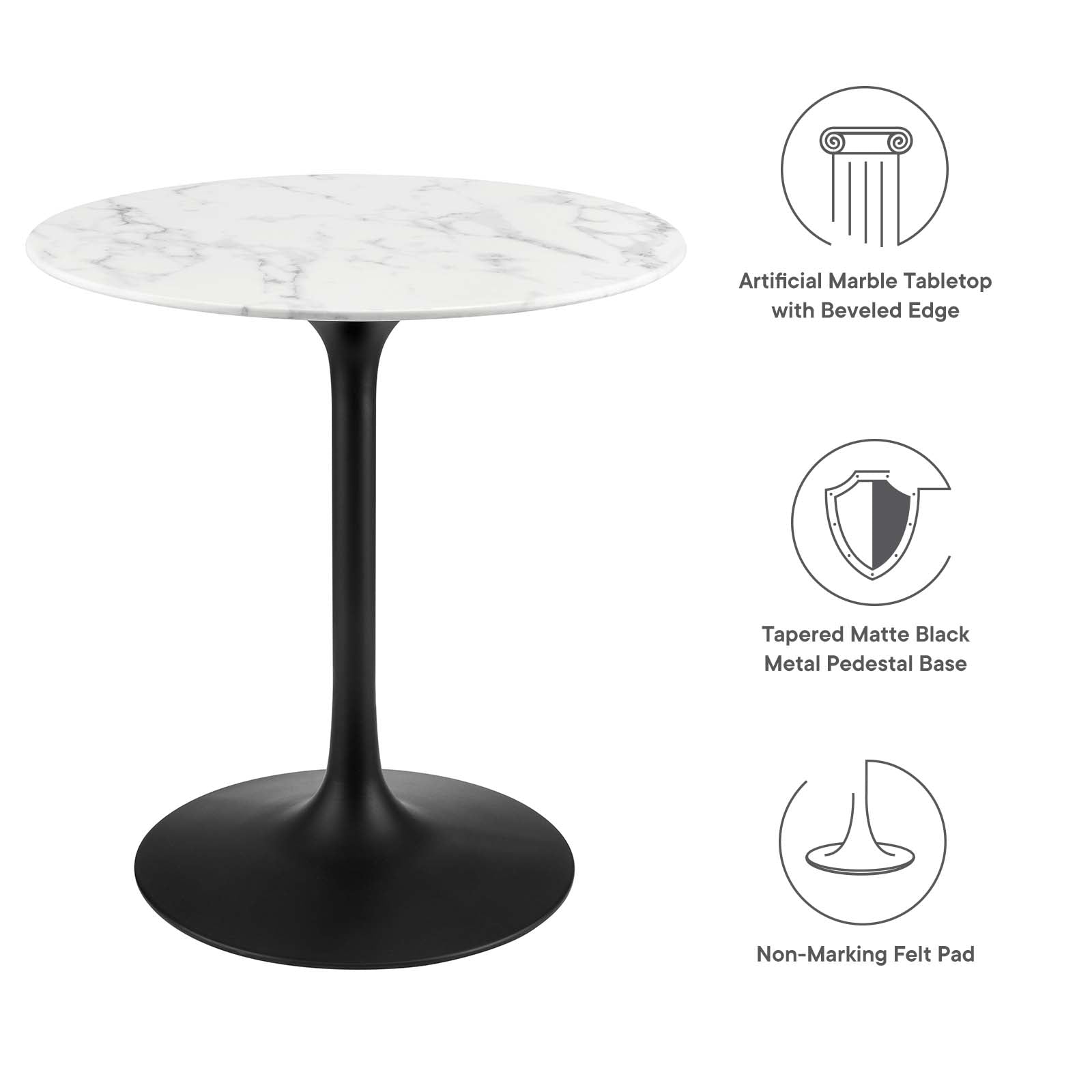 Lippa 28&quot; Round Artificial Marble Dining Table By HouseBean