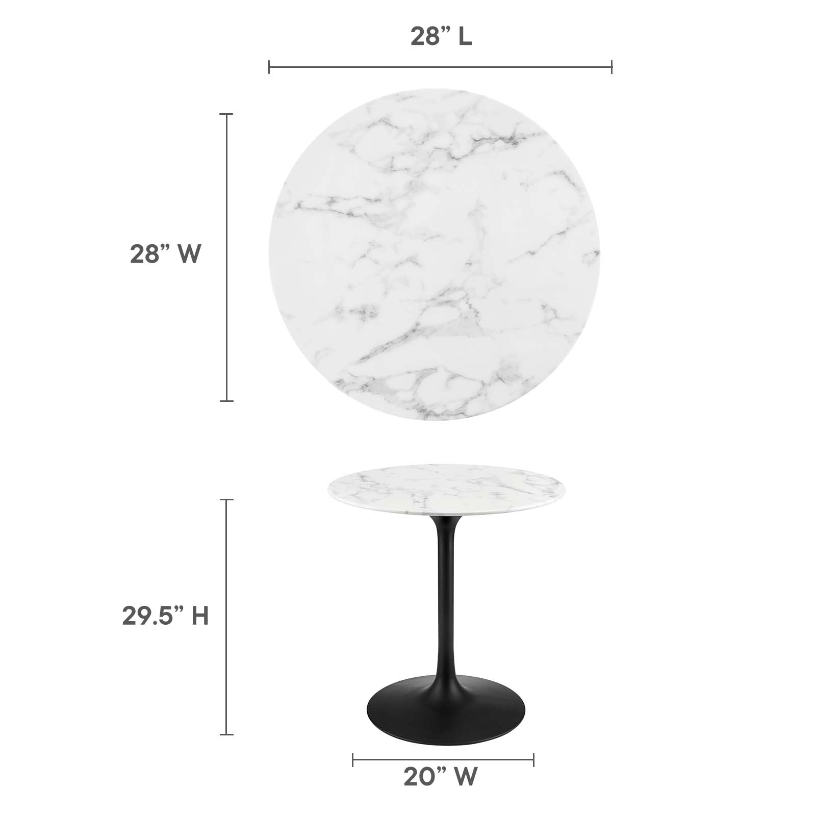 Lippa 28&quot; Round Artificial Marble Dining Table By HouseBean