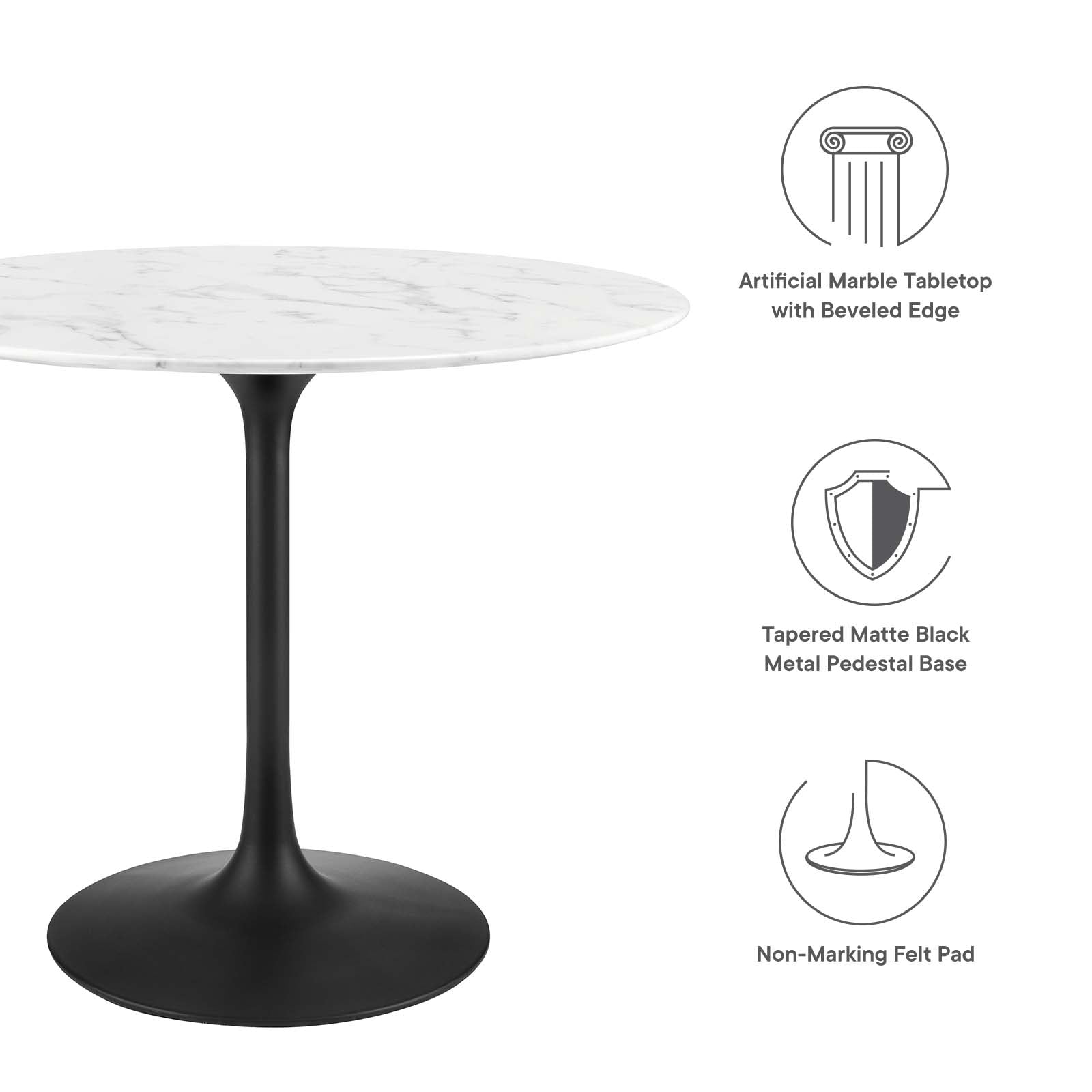 Lippa 36&quot; Round Artificial Marble Dining Table By HouseBean