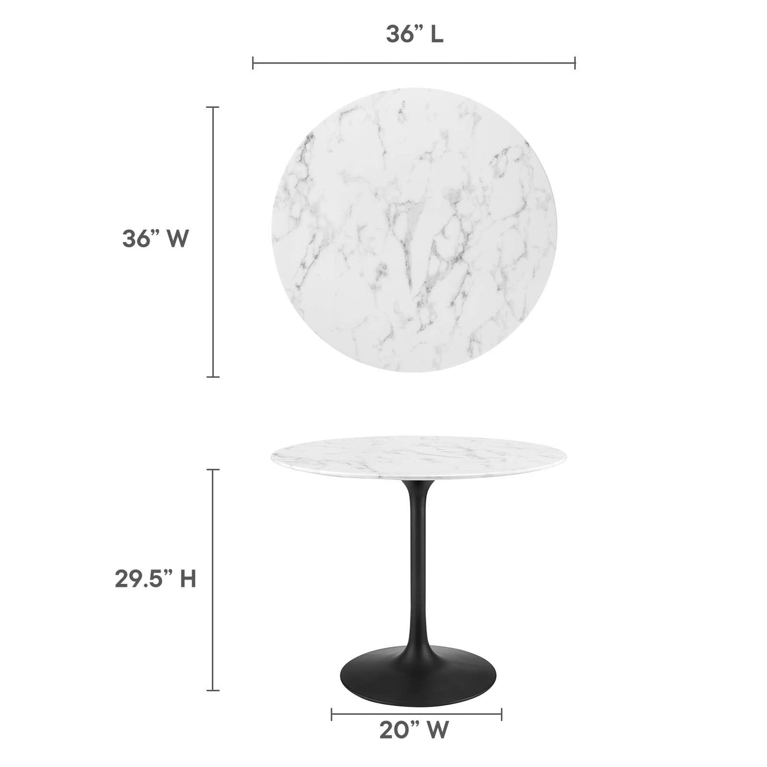 Lippa 36&quot; Round Artificial Marble Dining Table By HouseBean