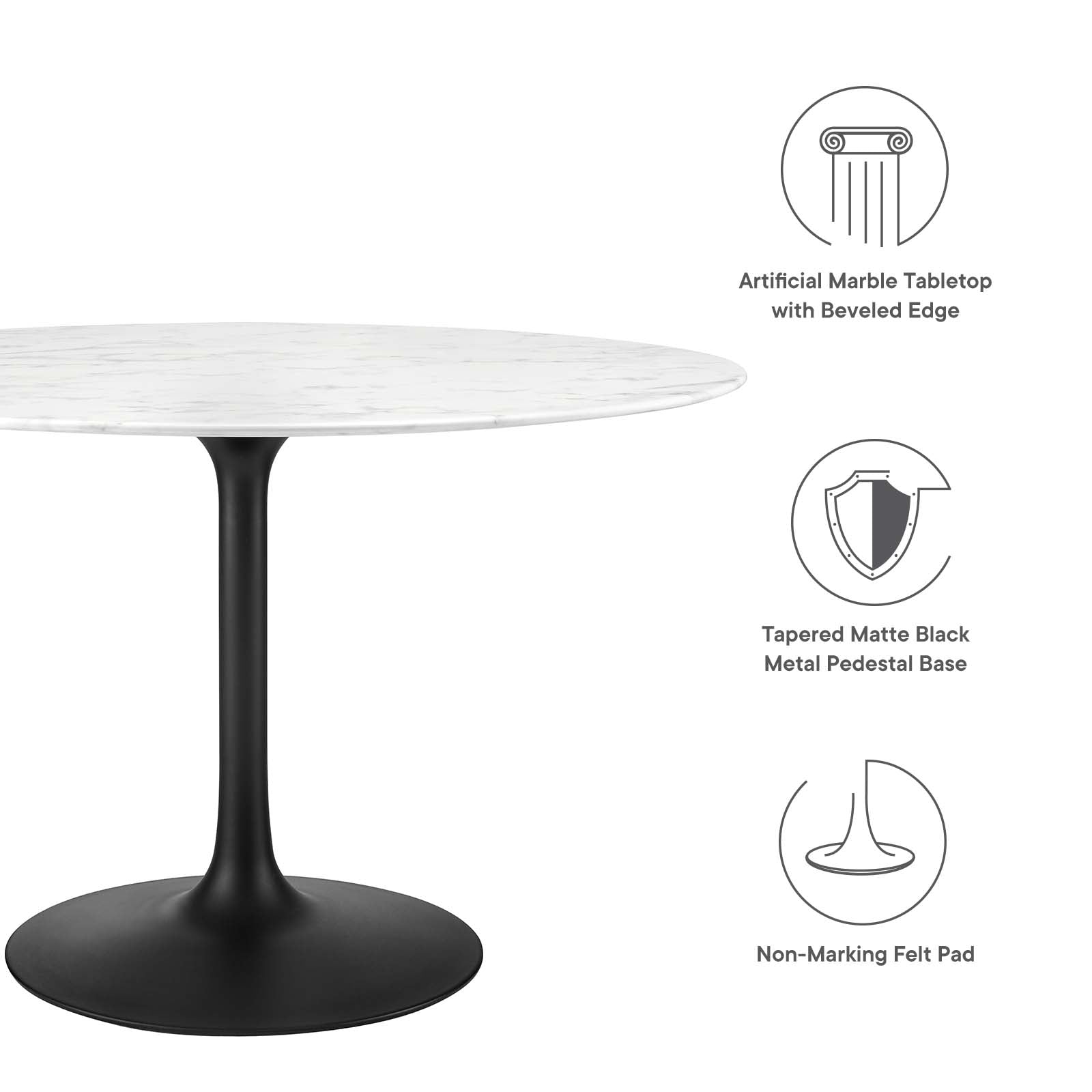 Lippa 48&quot; Round Artificial Marble Dining Table By HouseBean