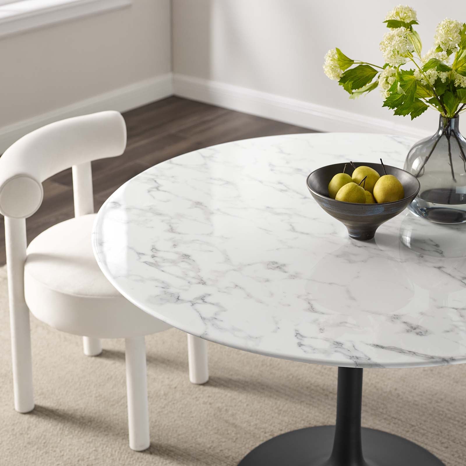 Lippa 48&quot; Round Artificial Marble Dining Table By HouseBean