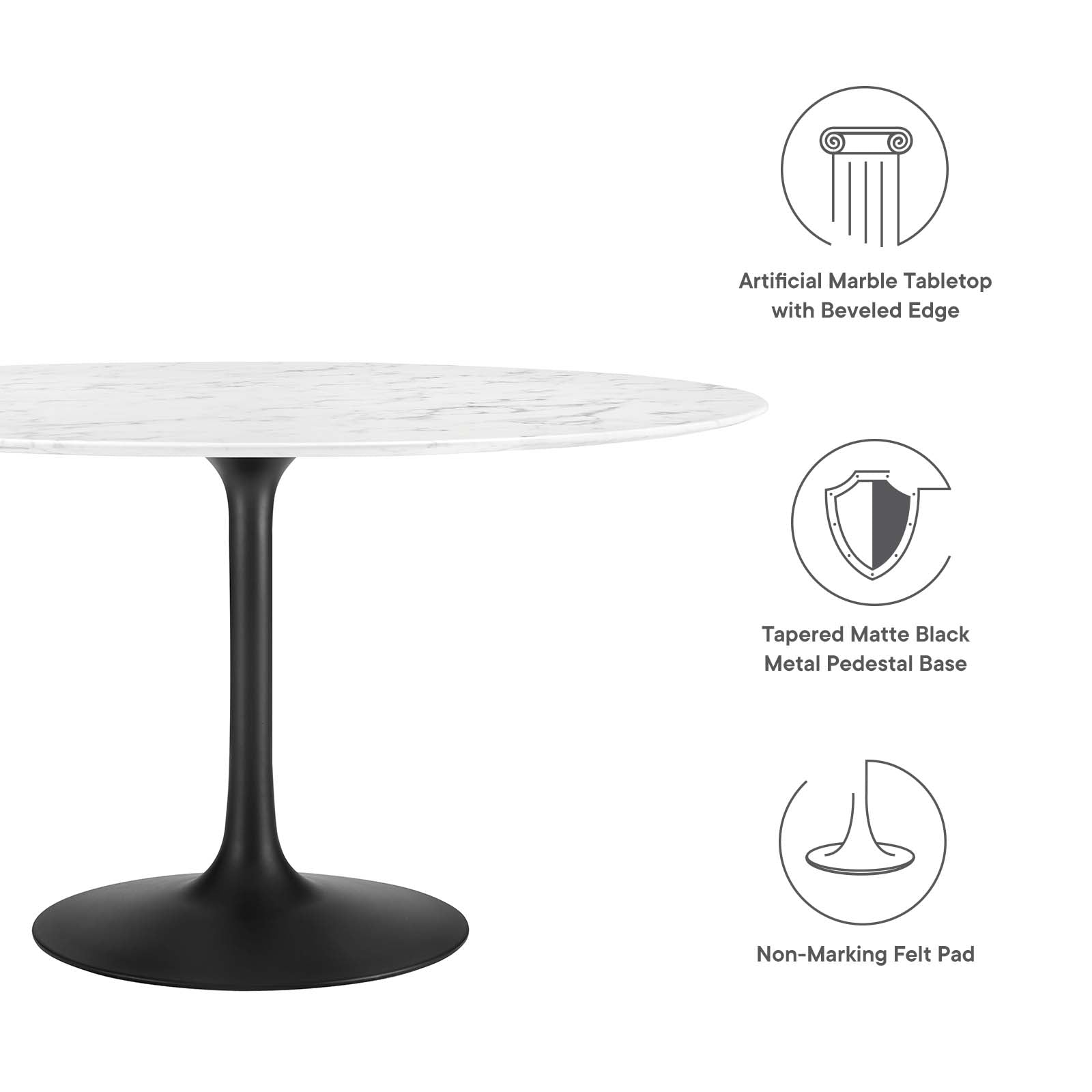 Lippa 54&quot; Round Artificial Marble Dining Table By HouseBean