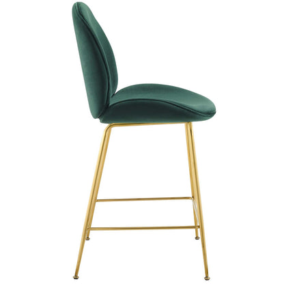 Scoop Gold Stainless Steel Leg Performance Velvet Counter Stool By HouseBean