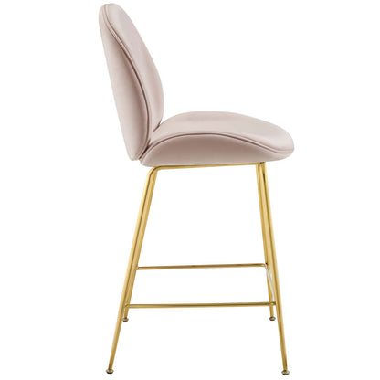 Scoop Gold Stainless Steel Leg Performance Velvet Counter Stool By HouseBean