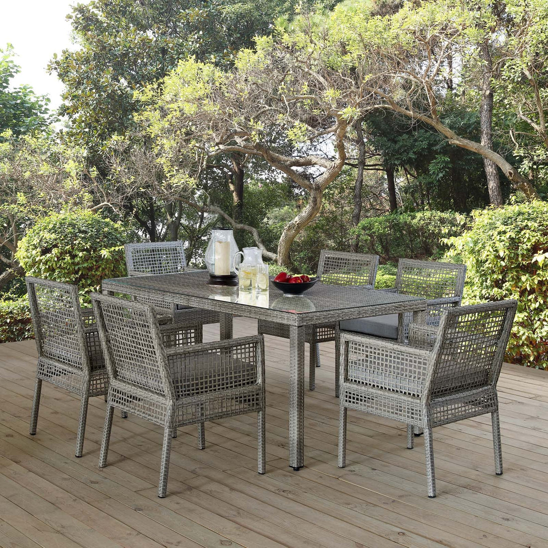 Aura 7 Piece Outdoor Patio Wicker Rattan Set By HouseBean