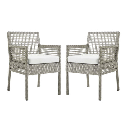 Aura Dining Armchair Outdoor Patio Wicker Rattan Set of 2 By HouseBean