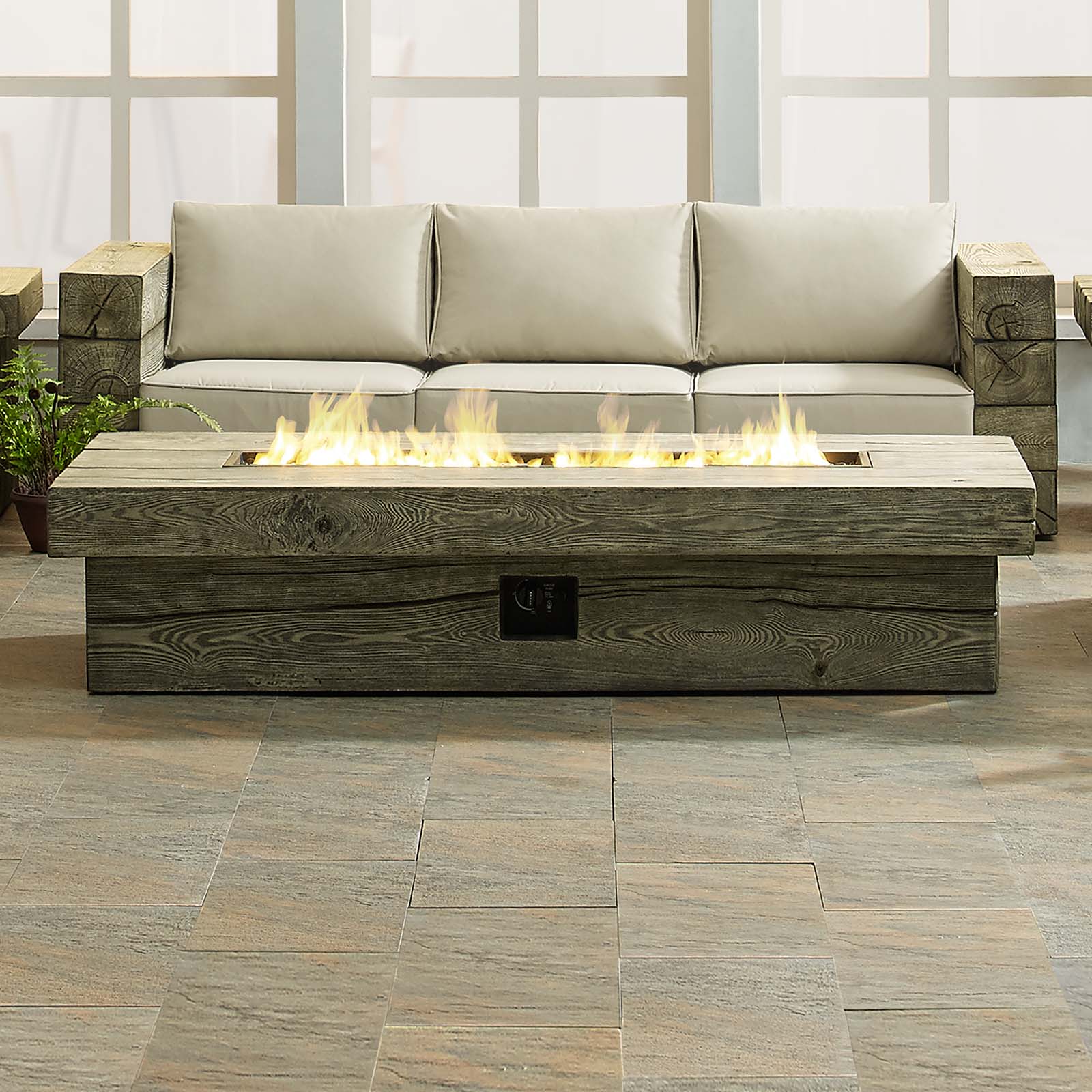 Manteo 70&quot; Rectangular Outdoor Patio Fire Pit Table By HouseBean