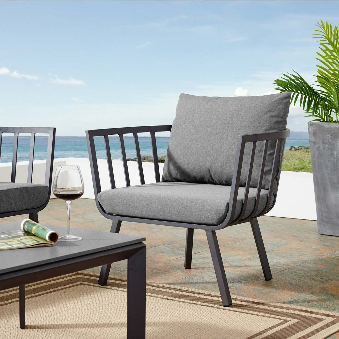 Riverside Outdoor Patio Aluminum Armchair By HouseBean