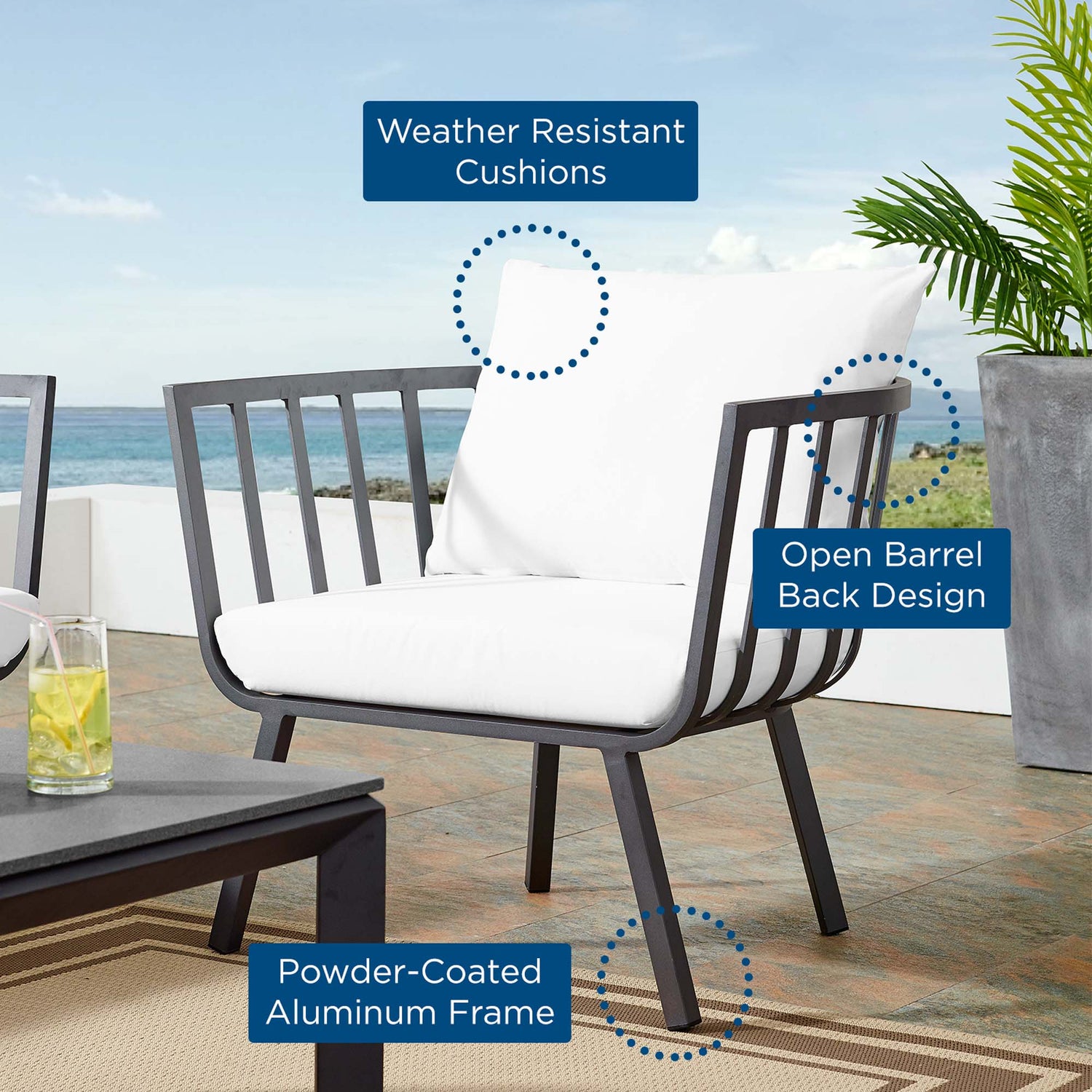 Riverside Outdoor Patio Aluminum Armchair by Modway