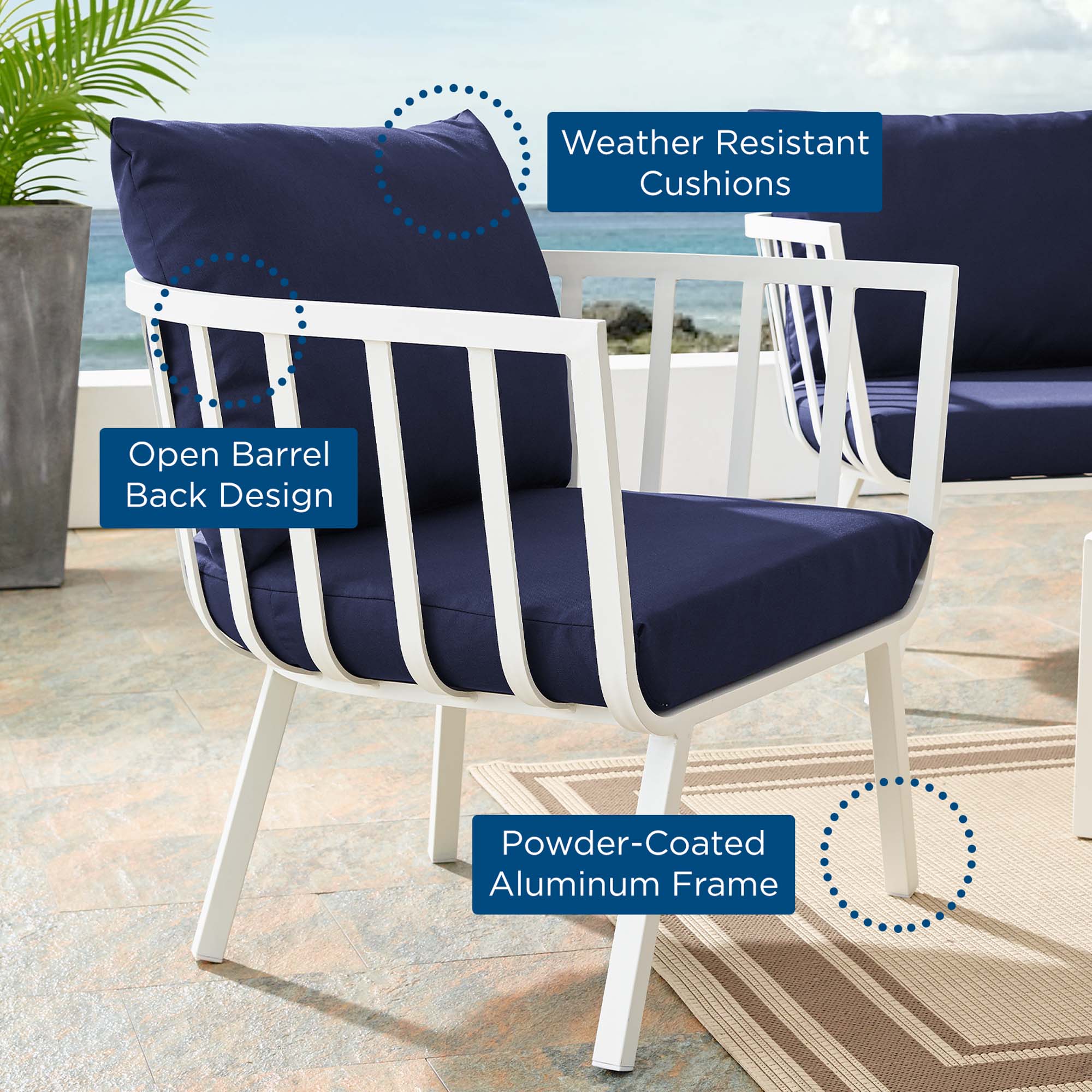 Riverside Outdoor Patio Aluminum Armchair by Modway