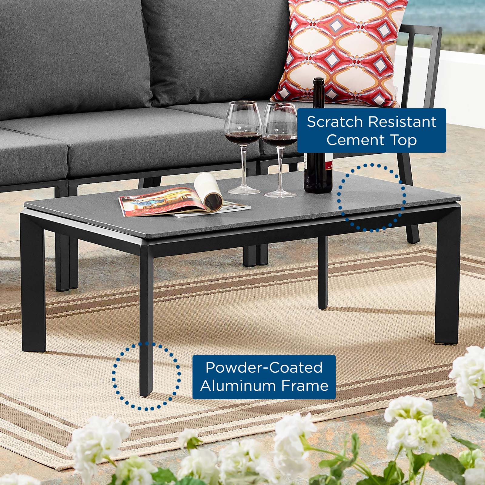 Riverside Aluminum Outdoor Patio Coffee Table By HouseBean