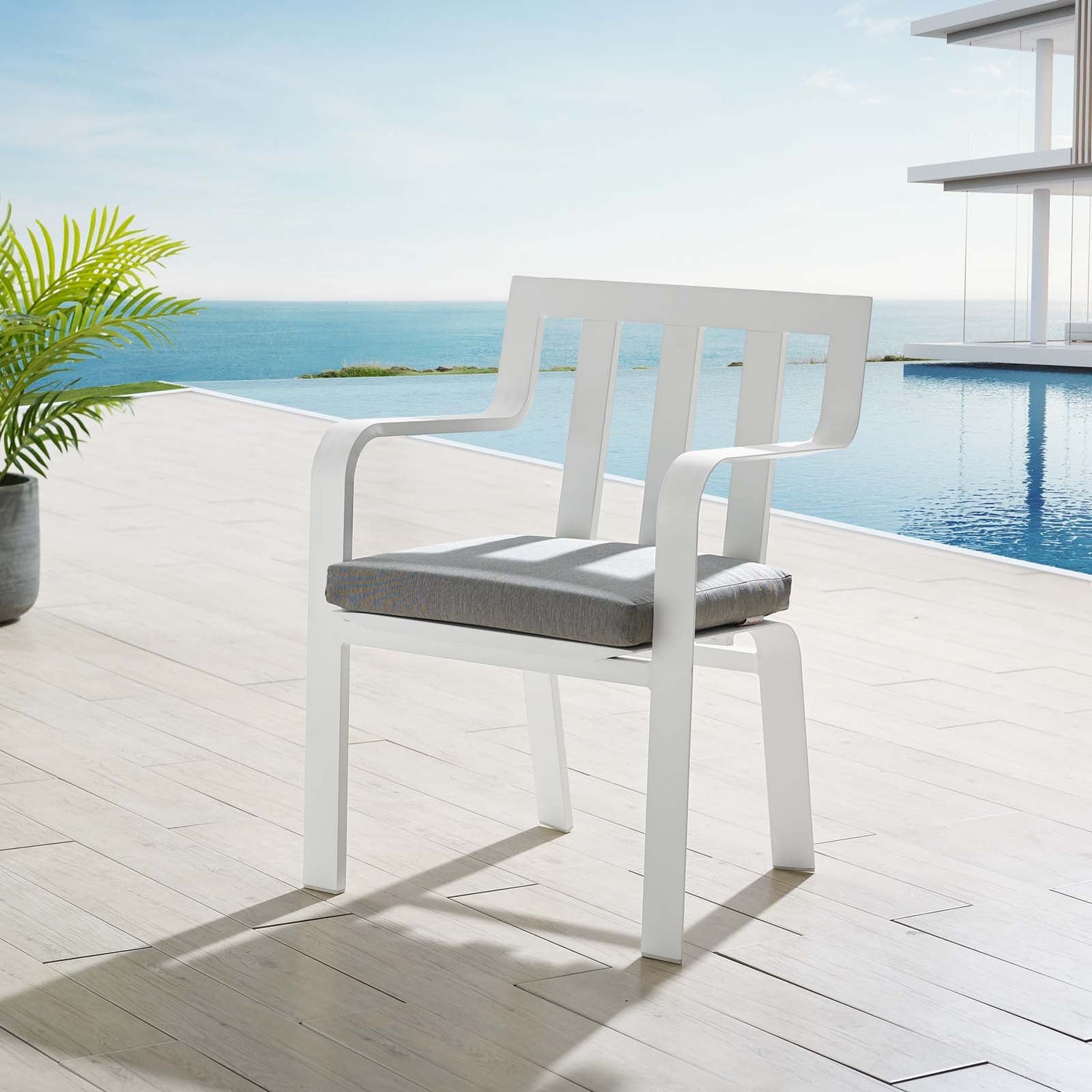 Baxley Stackable Outdoor Patio Aluminum Dining Armchair By HouseBean