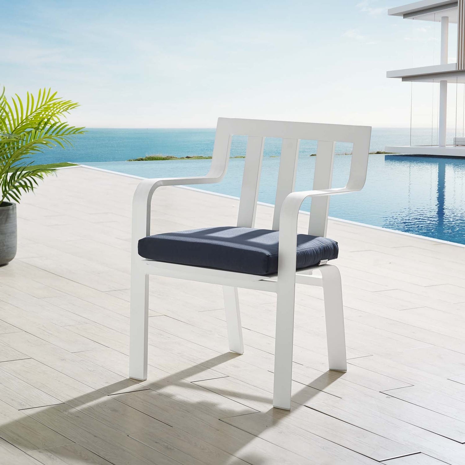 Baxley Stackable Outdoor Patio Aluminum Dining Armchair By HouseBean