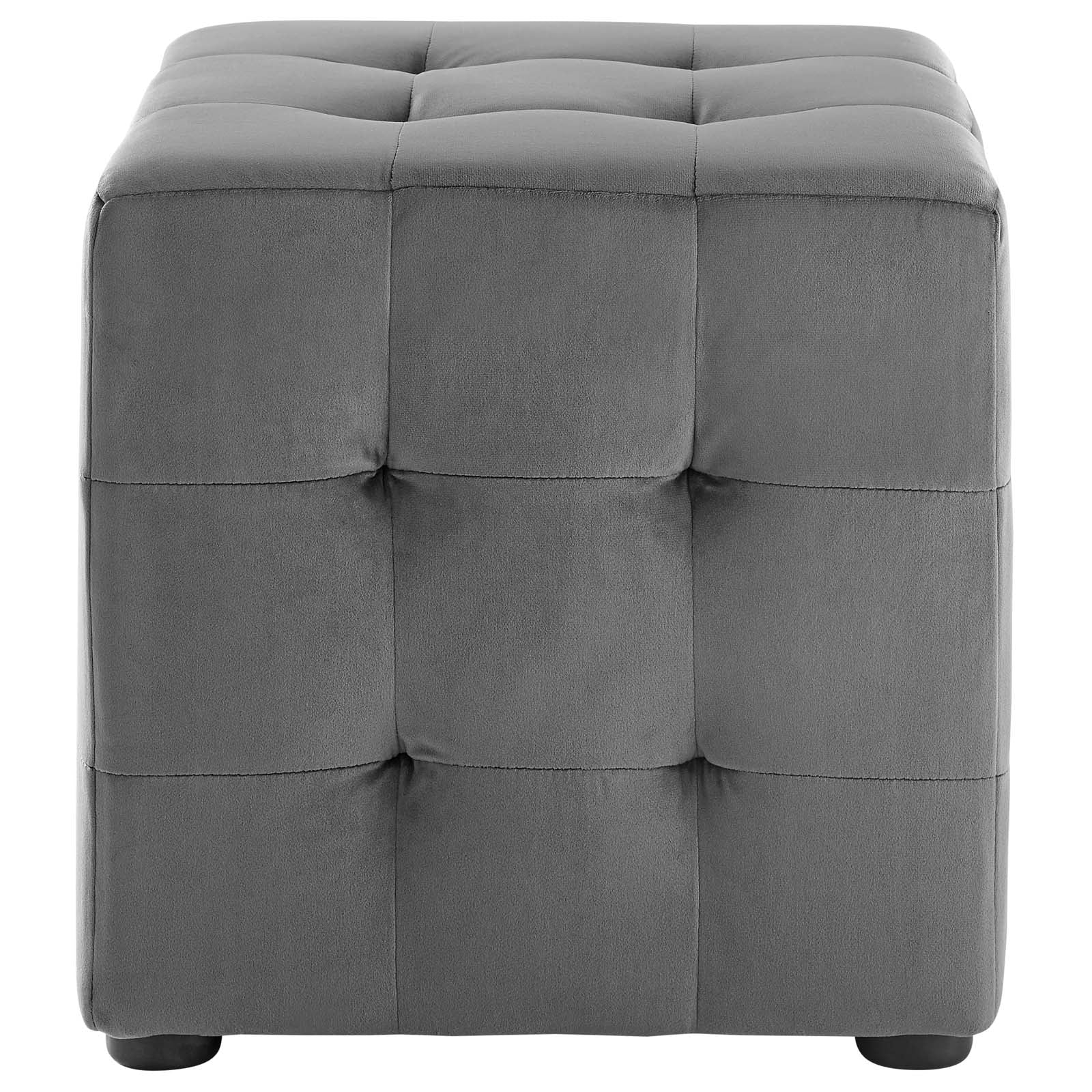 Contour Tufted Cube Performance Velvet Ottoman By HouseBean