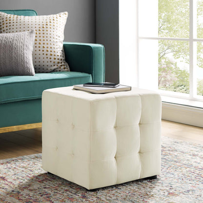 Contour Tufted Cube Performance Velvet Ottoman By HouseBean