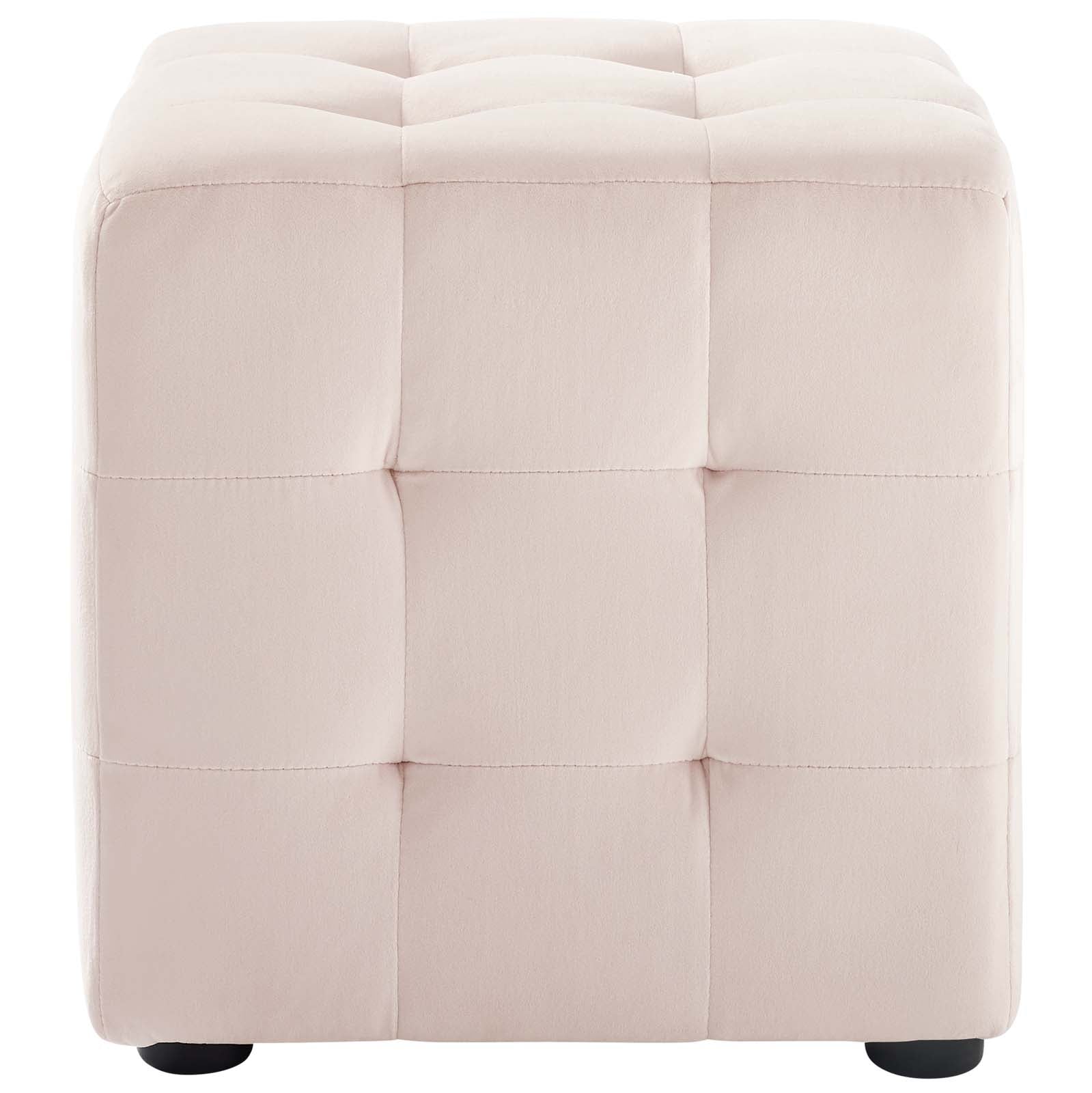 Contour Tufted Cube Performance Velvet Ottoman By HouseBean