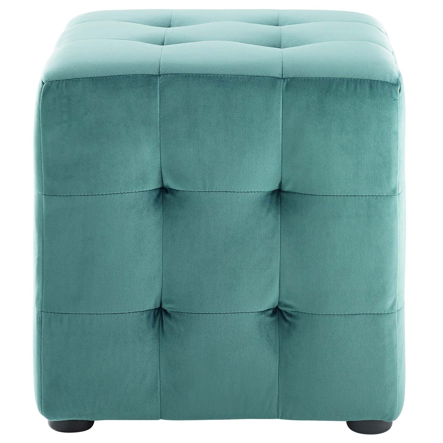 Contour Tufted Cube Performance Velvet Ottoman By HouseBean