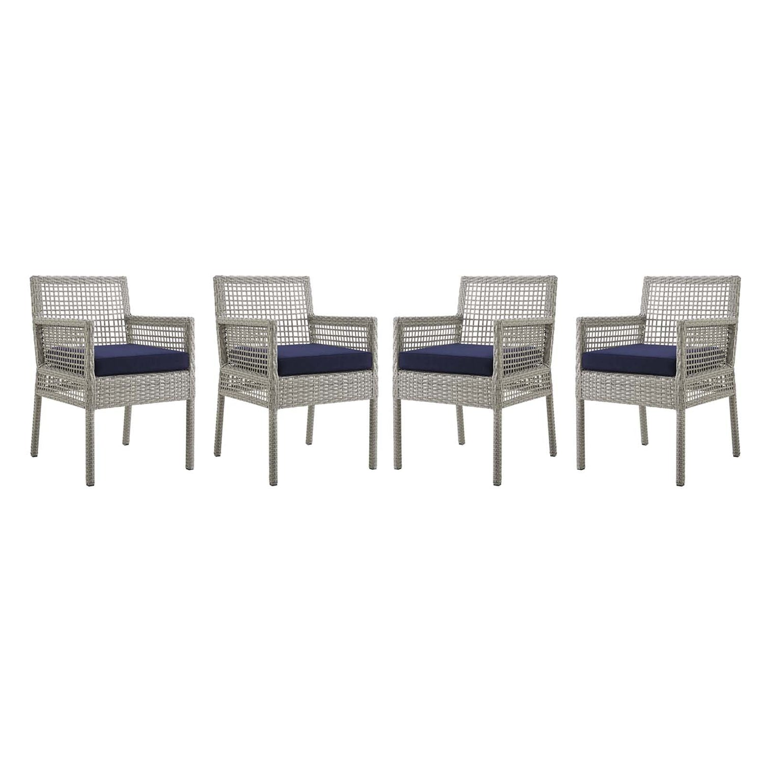 Aura Dining Armchair Outdoor Patio Wicker Rattan Set of 4 By HouseBean