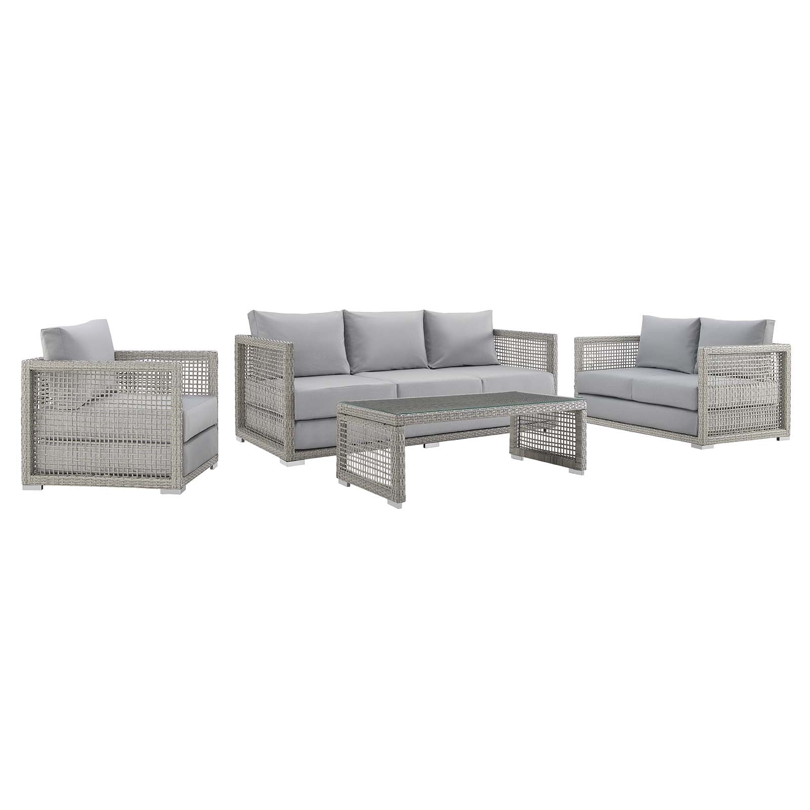 Aura 4 Piece Outdoor Patio Wicker Rattan Set By HouseBean