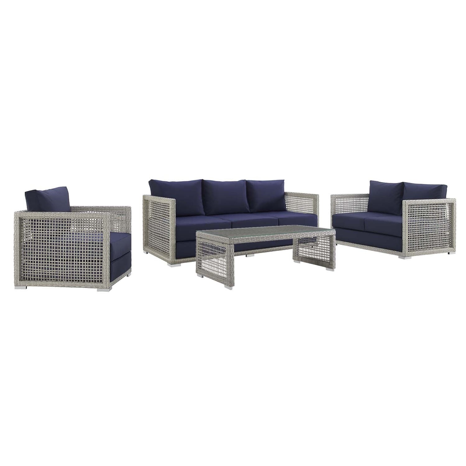 Aura 4 Piece Outdoor Patio Wicker Rattan Set By HouseBean