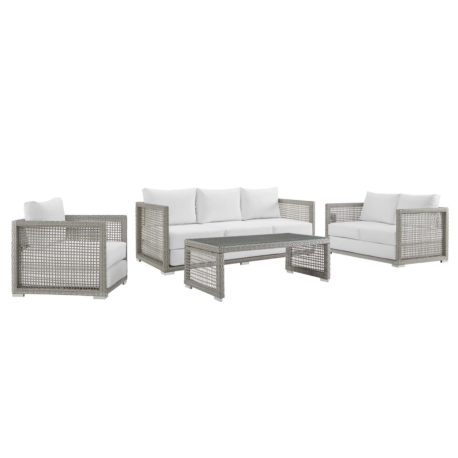 Aura 4 Piece Outdoor Patio Wicker Rattan Set By HouseBean