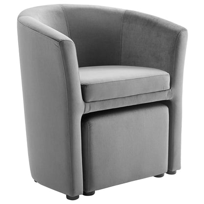 Divulge Performance Velvet Arm Chair and Ottoman Set By HouseBean