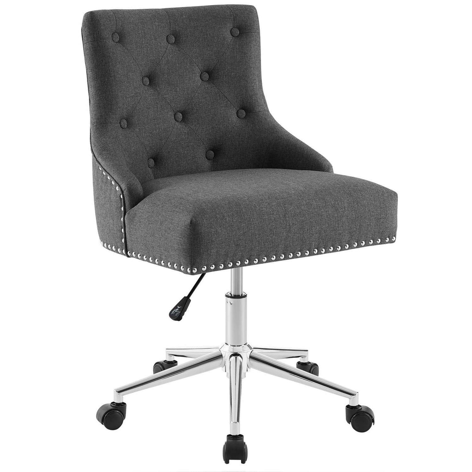 Regent Tufted Button Swivel Upholstered Fabric Office Chair By HouseBean