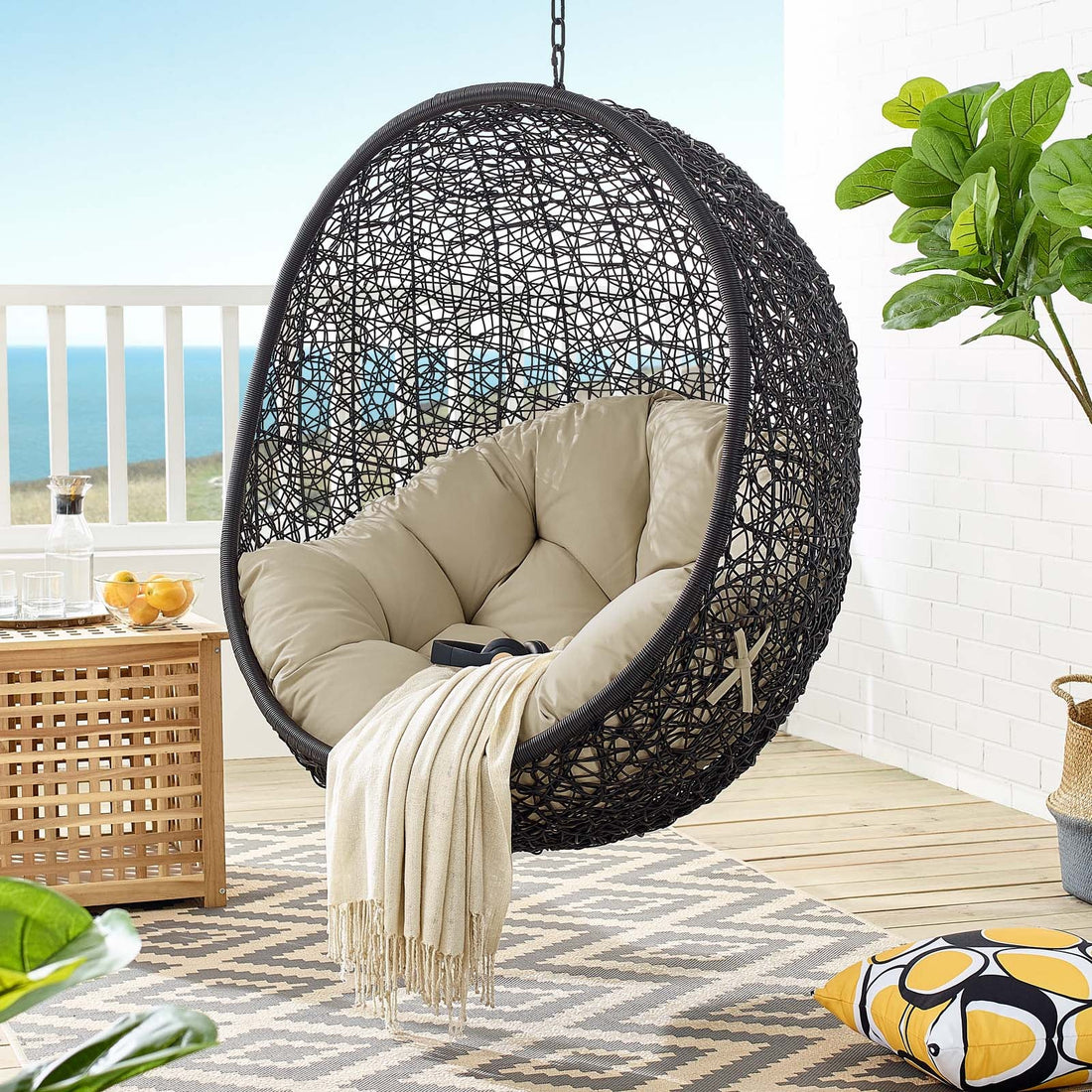 Encase Sunbrella¬Æ Fabric Swing Outdoor Patio Lounge Chair Without Stand by Modway
