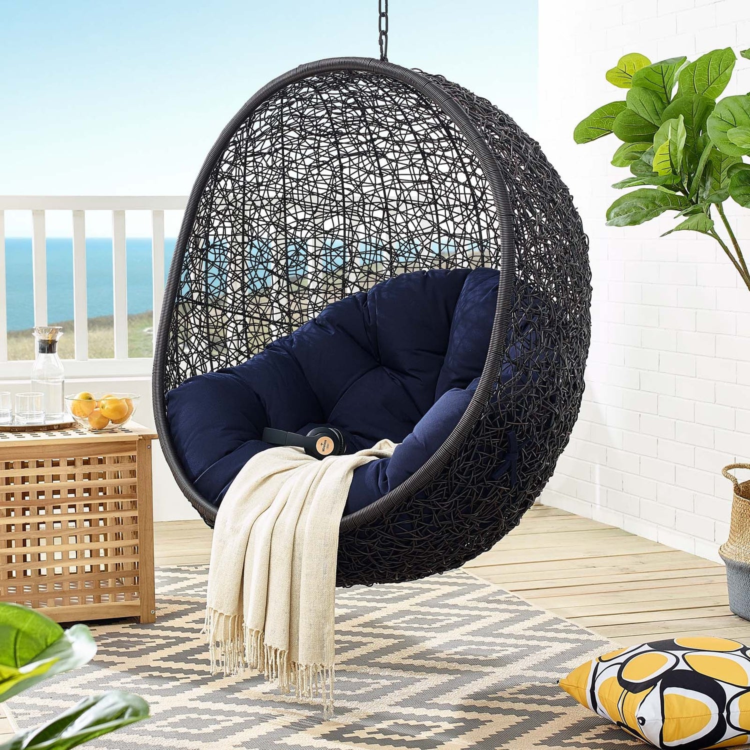 Encase Sunbrella¬Æ Fabric Swing Outdoor Patio Lounge Chair Without Stand by Modway